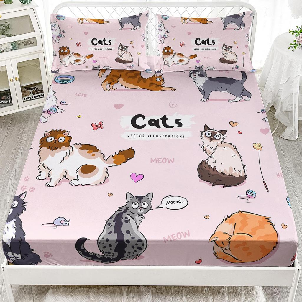 Постельное белье с мультяшным узором животных, шапка на кровать из трех частей, постельное белье с цифровой печатью, комплект из трех частей, для детей и взрослых