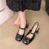 Patent Leather One-pedal Empty Fashion Versatile High Heels Women's Shoes 2025 Summer New Mary Jane Sandals
