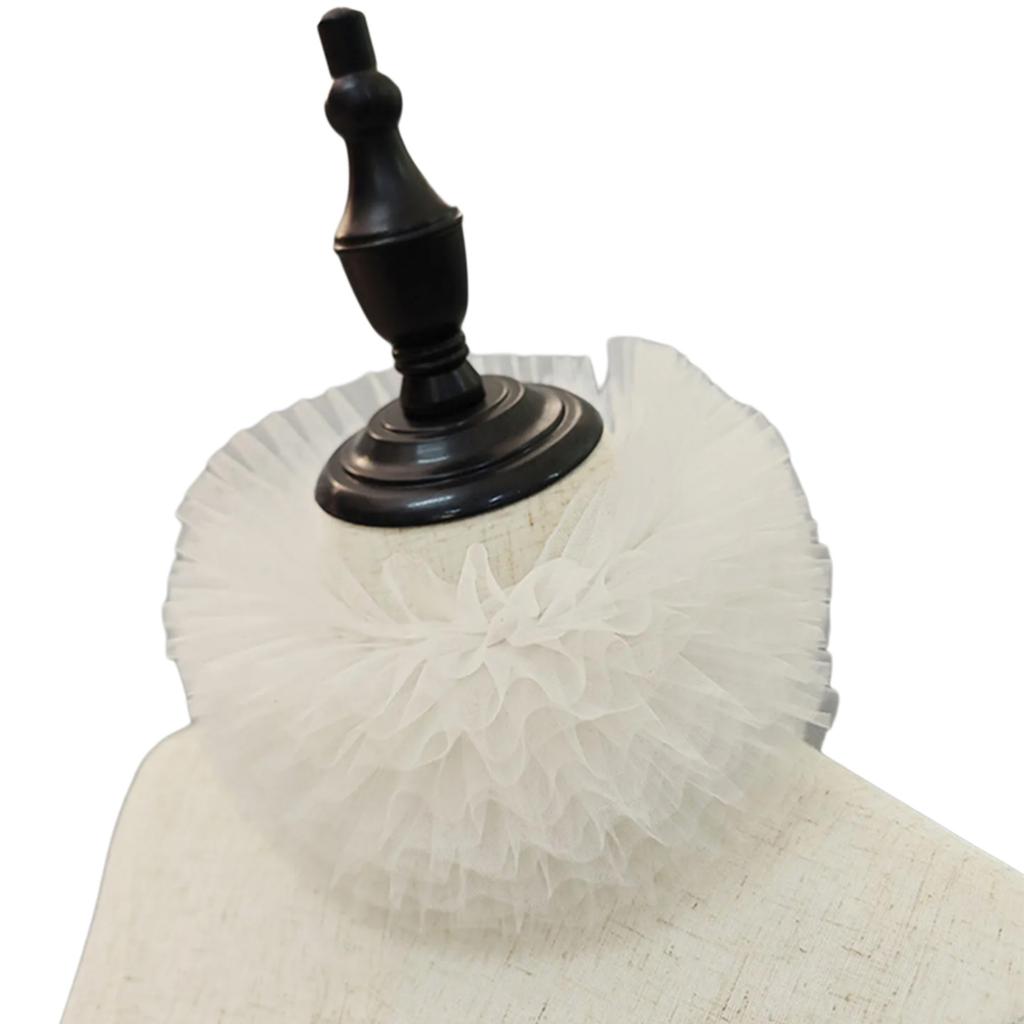 Women Colorful Mesh Layering Ruffled False Collar Ties Up Chokers Shawl Wrap Renaissances Small Neck Ruff Necklace Scarf