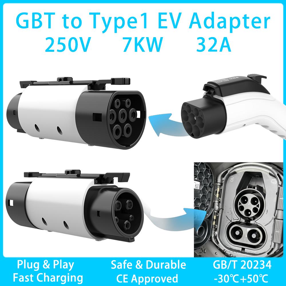 Адаптер Unirise GBT на Type2 для зарядного устройства электромобиля Конвертер GB/T на Tesla EV Коннекторы GB на Type1 EVSE для адаптера зарядки электромобиля
