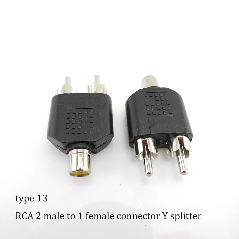 2 шт. RCA Male Female to 2rca 3rca Male Female RCA Connector Splitter Adapter AV Video Audio T Plug RCA 2 3 way right angle a1