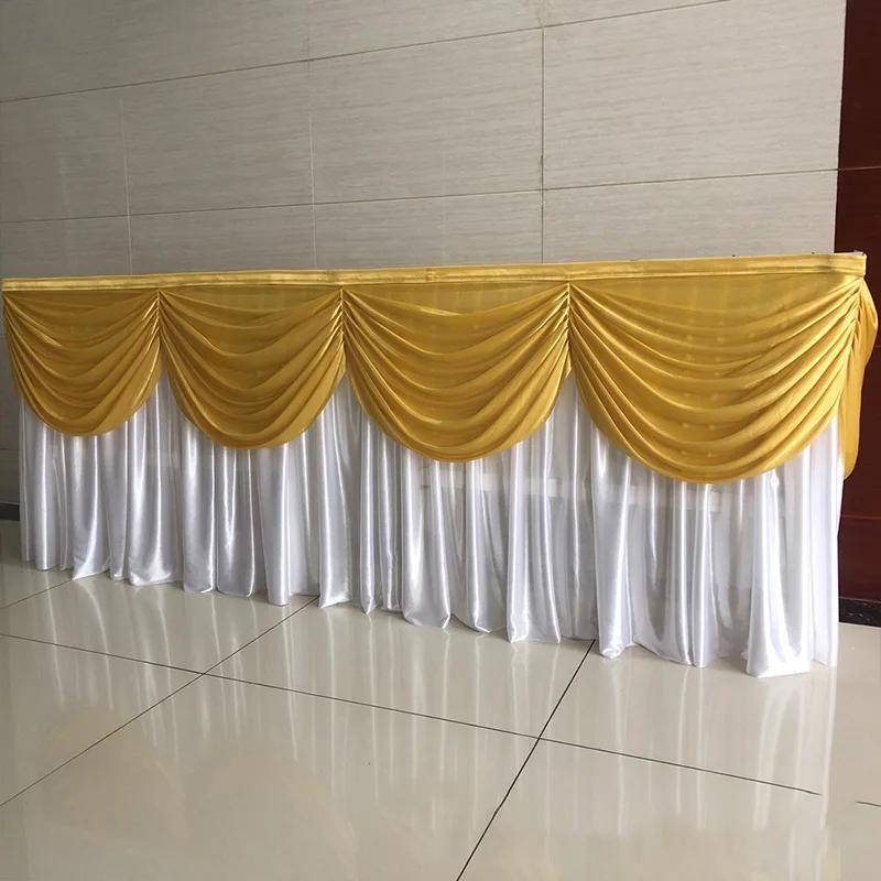3M Wedding Backdrop Curtain Swag Tassel Ice Silk Swag Drape Curtain Valance Stage Table Skirts Party Banquet Backdrop Decor