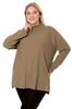 Women's Style Plus Size Tunic Large Size Slit Turtleneck Tunic
