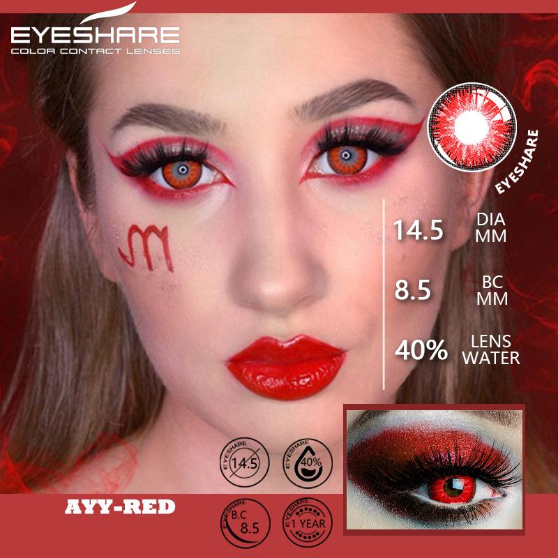 Eyeshare Цветные контактные линзы для глаз, 1 пара, цветные линзы для косплея в стиле аниме, синие, красные линзы для Хэллоуина, контактные линзы, косметический макияж