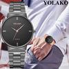 YOLAKO Мужские часы Простые ультратонкие повседневные кварцевые часы с бриллиантами Модные деловые спортивные кварцевые наручные часы для отдыха reloj hombre