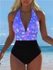1011 Women's One-piece Swimsuit Neck Strap Halter Sling Design Beach Swimsuit