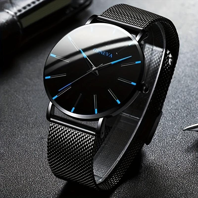 2-piece Fashion Men's Quartz Watch - Round with Date Function, Stainless Steel Strap