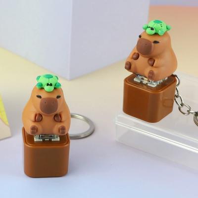 Мультяшная клавиатура Capybara Fidget Keychain со звуком и подсветкой для снятия стресса для детей и взрослых, электрическая клавиатура Capybara, щелкающая сенсорная игрушка