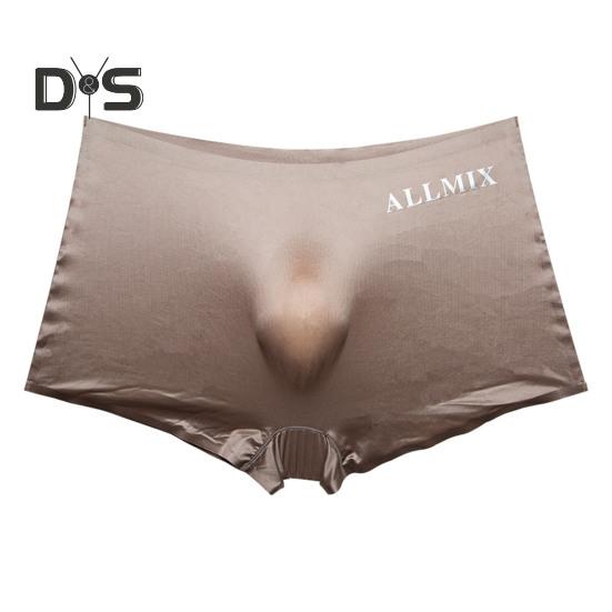 Men 3D U-Convex Shorts Briefs Mid-rise Elastic Waistband Letter Print Underwear Ice Silk Fabric Translucent Underpants