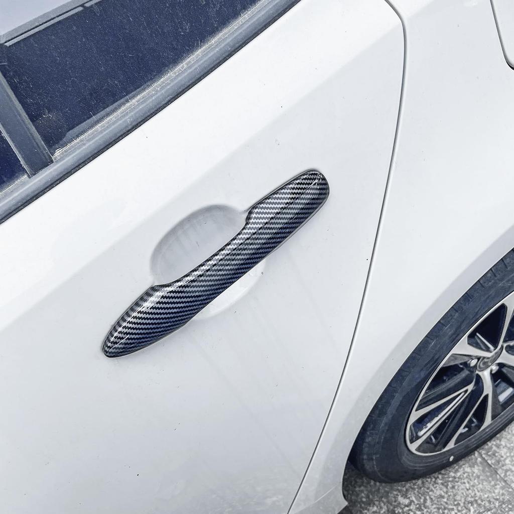 YINGTUU Car Snap-On Door Handle Cover For Toyota Camry 2018 2024 2025 Exterior Accessories Protection Stickers Sport Decals(Carbon Fiber Grain)