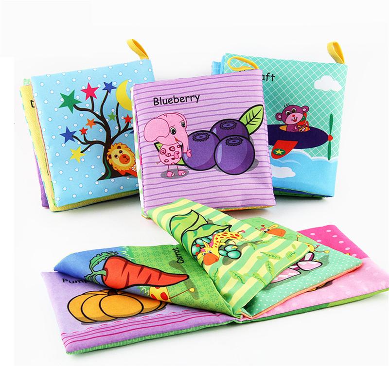 Baby Cloth Book Fruits Animals Cognize Puzzle Book Infant Kids Early Learning Educational Fabric Books Toys