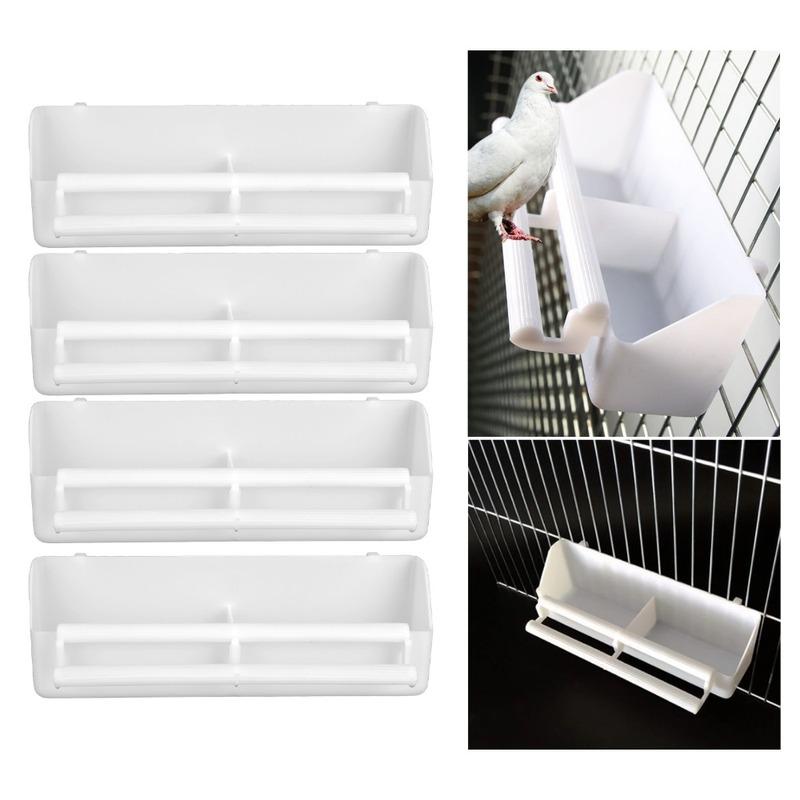 4 Pcs 2 in 1 Design Bird Feeder Hanging Type Plastic Bird Food Container Durable Non-Toxic Material Parrots Food Water Bowl