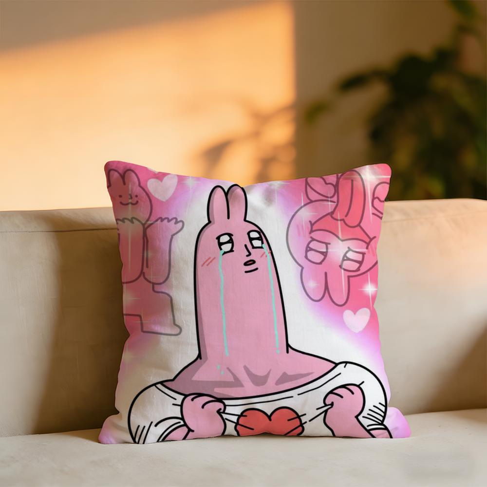 Pink Bunny Cue Cushion Cover Cozy Velvet Throw PillowSoft Warm Cushion For Sofa  Bed