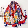 Silk Scarf Women's Summer Seaside Sunscreen Ethnic Style Beach Shawl Scarf Fringed Air Conditioner Silk Scarf