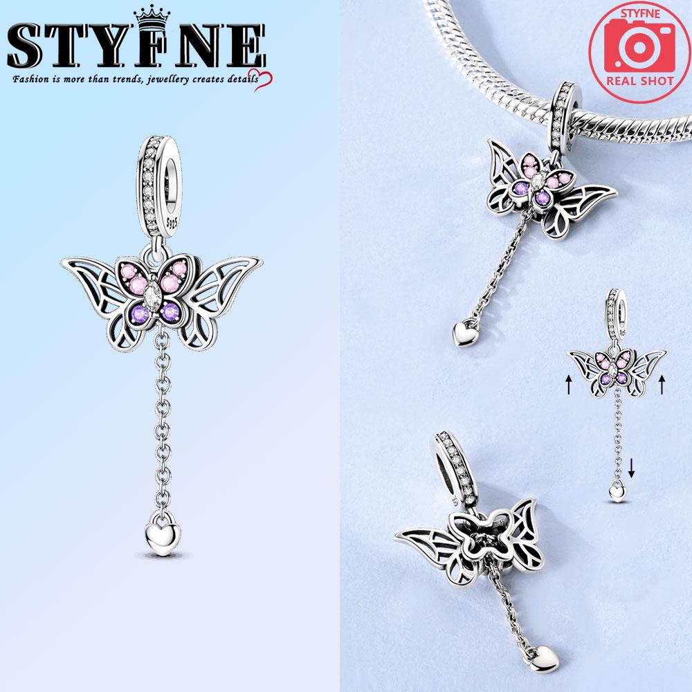 Copper Dreamy Bee Firefly Luminous Purple Butterfly Charms Beads Pendant For Original Bracelet Woman Girl Jewelry