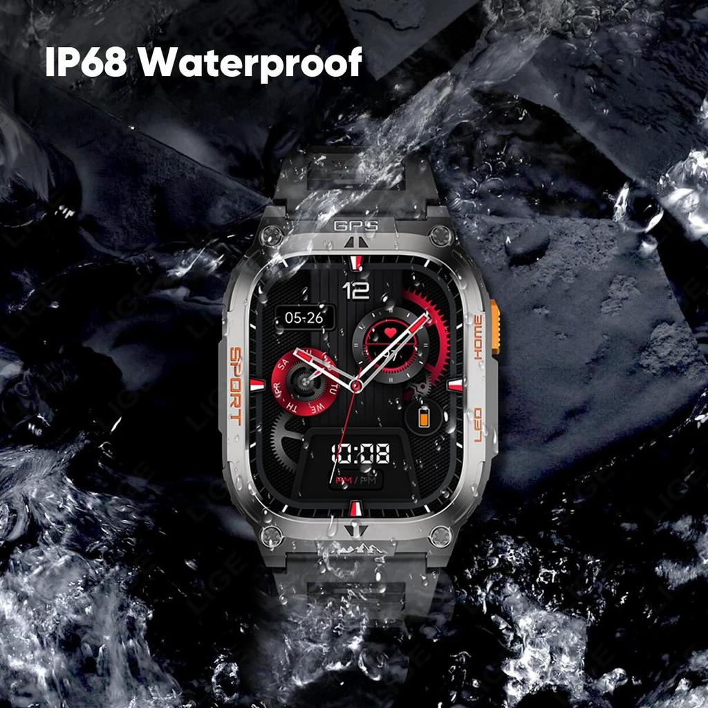 SACOSDING GPS Outdoors Smart Watch IP68 Waterproof GNSS Compass Military Sport LED Flashlight Smartwatch Men 2025 New For Android IOS