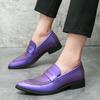 Fashion Purple Green Glitter Men's Dress Patent Leather Pointed Slip-on Penny Loafter Wedding Elegant Non-slip Formal Shoes