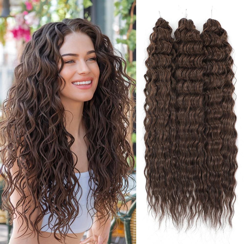 For Twist Crochet Synthetic High-Temp Machine Double Weft 22 Inches 300g 3Pcs/Lot#1B #4 BUG2 Water Wave Extensions Braid
