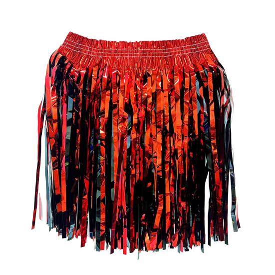 Rain Skirt Dance Costume Streamer Fringe Half Skirt for Beach Parties Sequin Cheerleading Team Dress for Adults Kids
