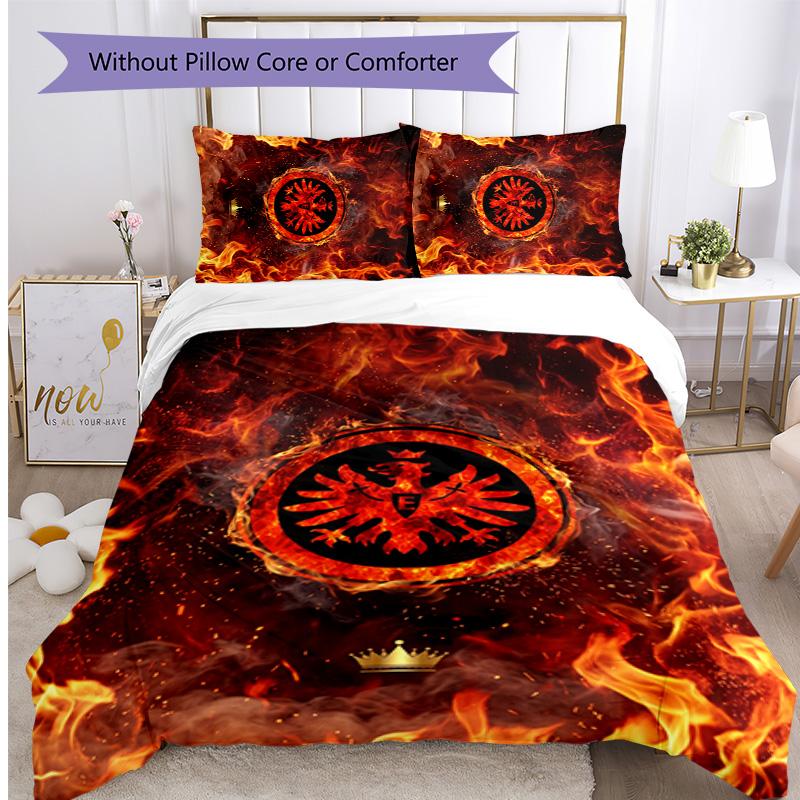 Eintracht Frankfurt Football Printed 3 Pieces Bedding Set, Comfortable Skin Friendly Bedroom Duvet Cover Set