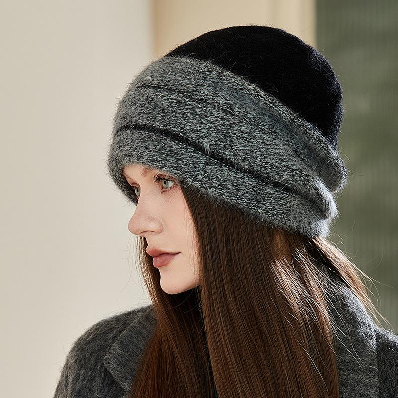 Knitted Winter Hat for Women - Hand Washable, Stretchable, Double-Layer Warmth, Comfortable Ear Cover, Thick Yarn Slouchy Beanie
