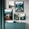 Scandinavian Nature Landscape Wall Art Poster Mountain Lake Boat Nordic Canvas Painting Printing Picture Modern Home Room Decor
