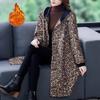 Леопардовая куртка женская осенне-зимняя с капюшоном большого размера свободный теплый свитер повседневное удобное длинное пальто