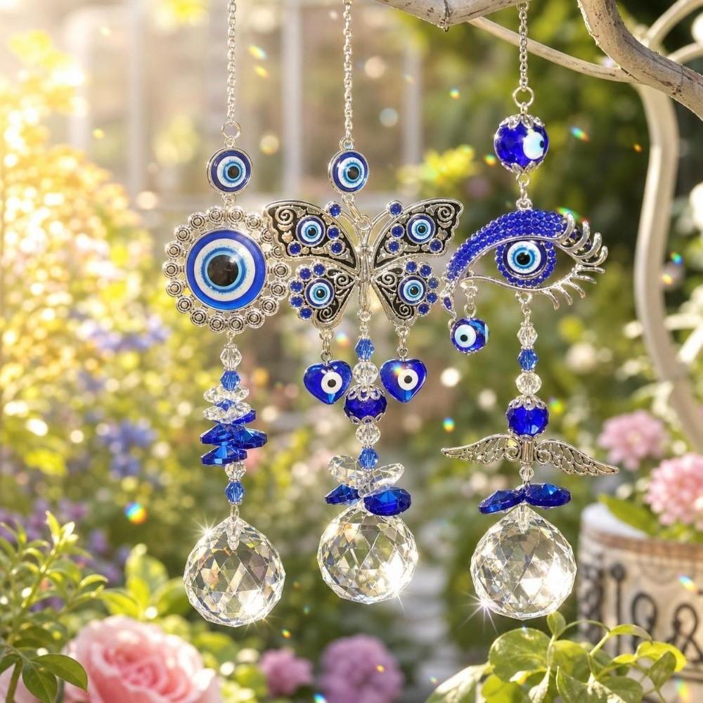 Butterfly Hanging Crystal Decor Rhinestone Sun Catcher Pendant Devil Eye Suncatcher Gift