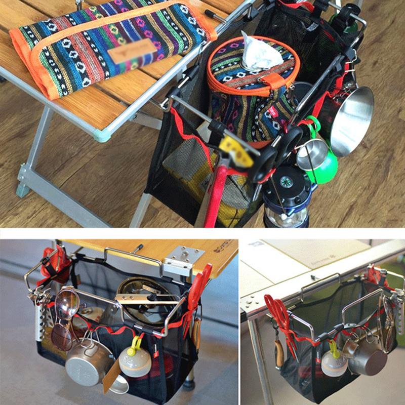 Портативная сетка для хранения, подставка для стола для пикника, для кемпинга на открытом воздухе, набор для барбекю, кухонная полка, сетчатая сумка для хранения