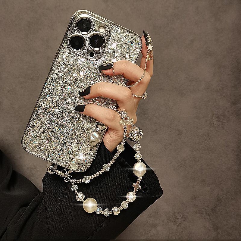 Mobile Phone Lanyard Wrist Chain Women Hand-Held Double Chain Short Antiloss Cellphone Case Key Pendant Phone Charm Strap