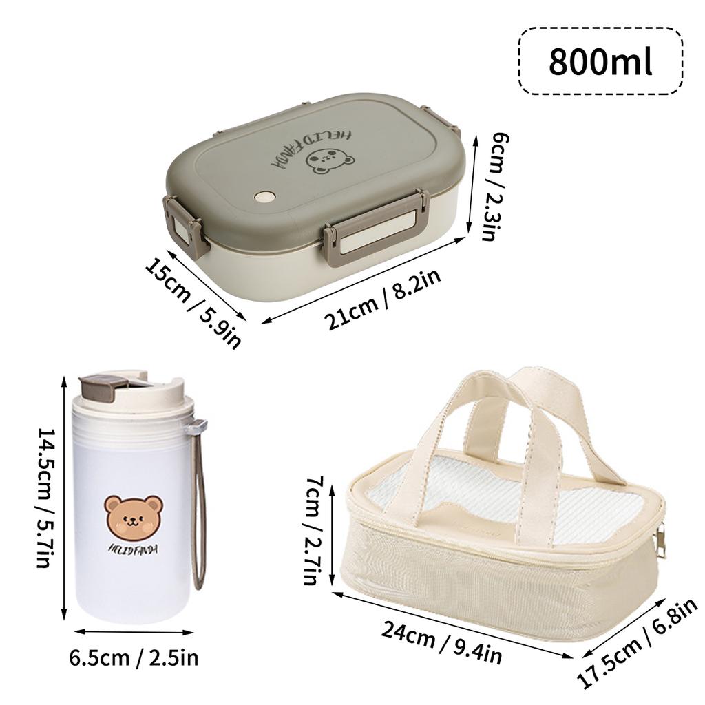 Портативный пластиковый ланч-бокс бенто с 3 съемными отделениями, герметичный, для микроволновой печи, контейнер для салата/еды для детей в школу