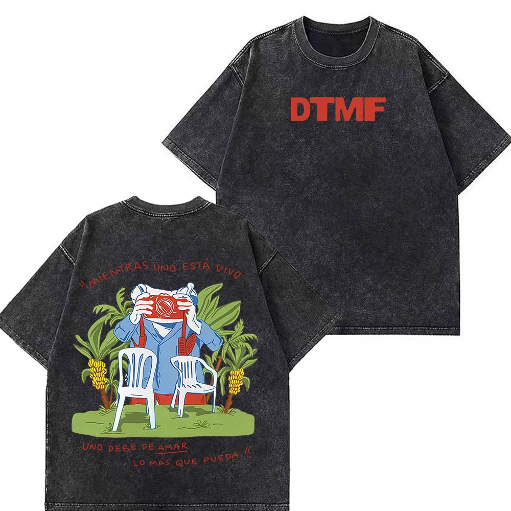 Тур рэпера Bad Bunny Debi Tirar Mas Fotos DTMF Мерч Футболка Унисекс Мода Летняя Футболка с Круглым Вырезом Хип-Хоп Винтажные Стираные Футболки
