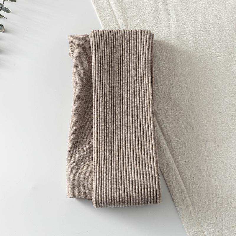 Женские леггинсы в рубчик с полосками - Белые хлопковые колготки до щиколотки для весны и осени.