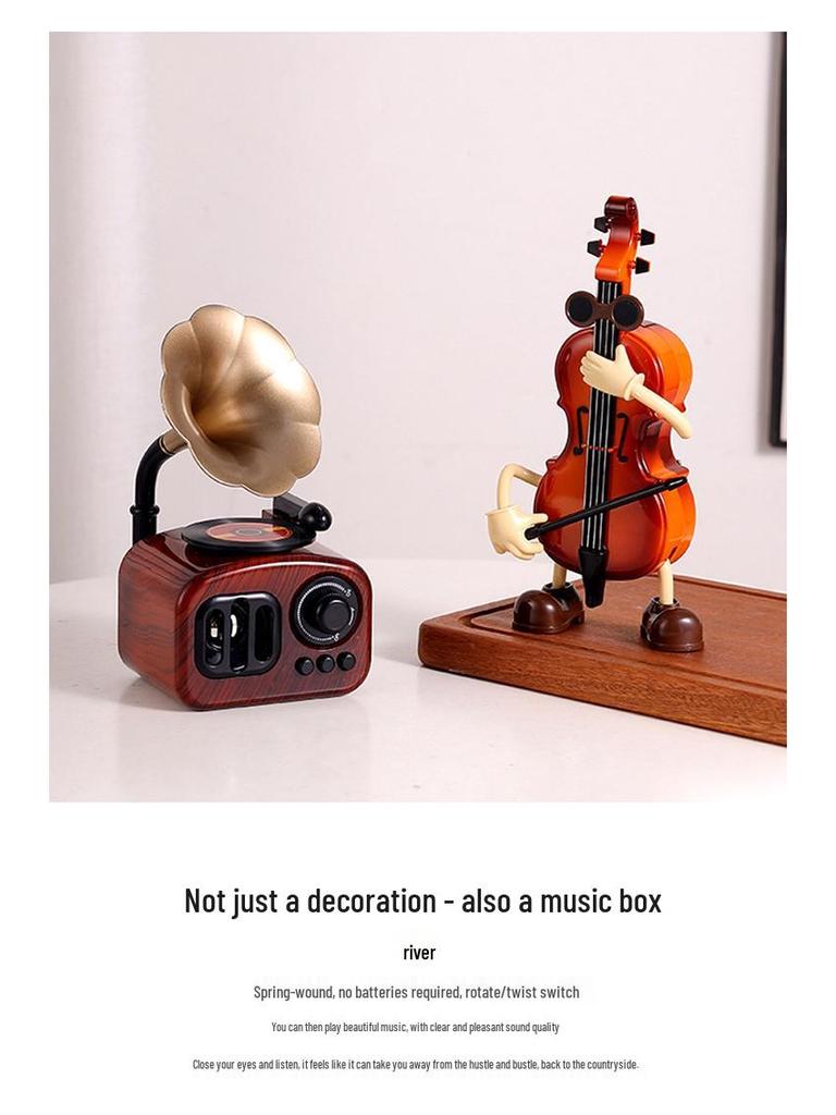 Старинная музыкальная шкатулка-граммофон: Декоративное украшение для дома или офиса, идеальный подарок на День святого Валентина или день рождения