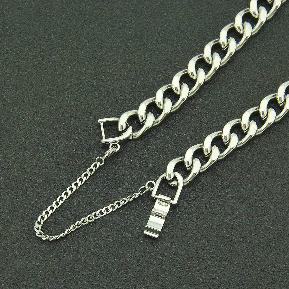 Rockyu Браслет из нержавеющей стали с серебряным и 18-каратным золотым покрытием, стильный толстый 10 мм, хип-хоп аксессуар, мужская цепочка, браслет, цепочка, широкий,