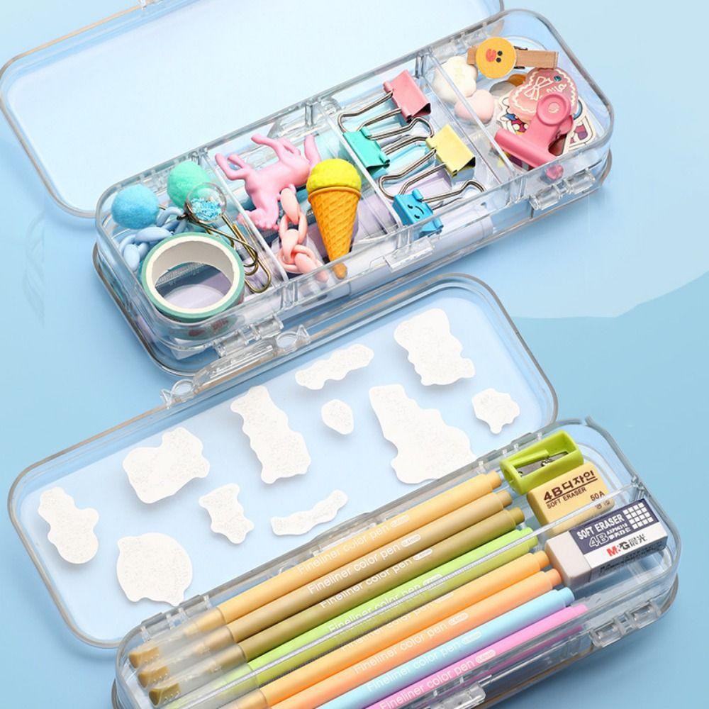 Plastic Stationery Storage Box Large Capacity Sketch Pen Bag  Office Supplies