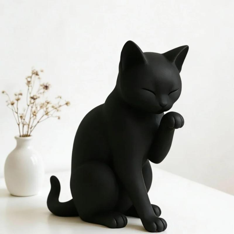 3D-печатные куклы-кошки, облизывающие лапы, украшения для комнаты, рабочего стола, окна, коллекционные сцены, домашние аксессуары на тему кошек