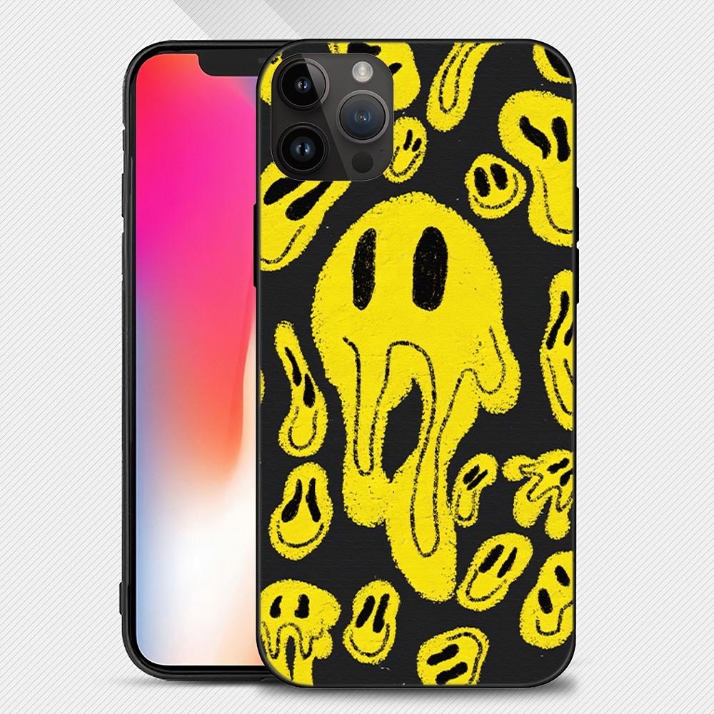 Забавный чехол для телефона S-Smiley Face iPhone15 14 13 12 11 Pro Max Mini X 7 8 Мягкий чехол