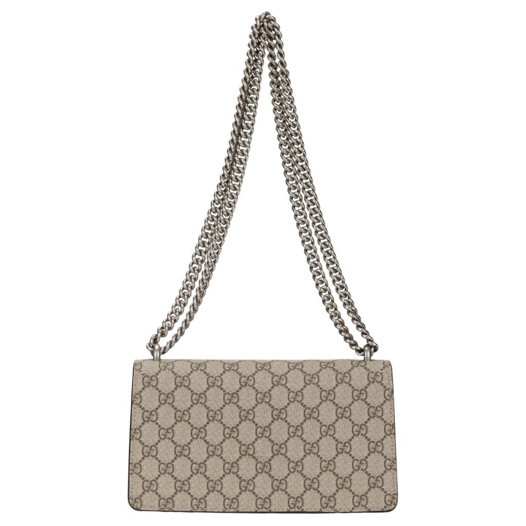 Gucci Сумка-ракушка с тигровой головой Диониса, шипами, логотипом Double G, состаренным цветочным узором, пэчворком из холста и кожи