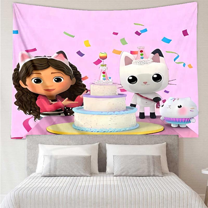 Gabby's Dollhouse2 Tapestry for Bedroom Aesthetic Classroom Tapestries Wall Hanging for Living Room Dorm Office,Ideal Creative Gift