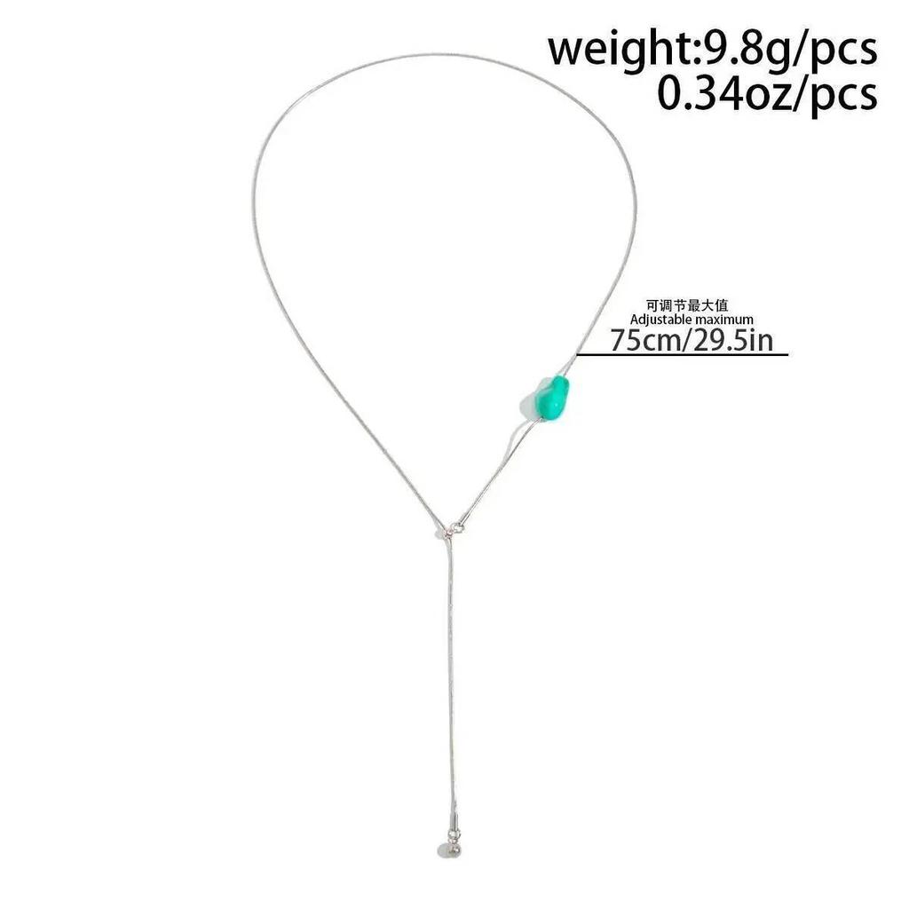 Salircon Fashion Creative Colorful Resin Stainless Steel Chain Necklace 2026 New Simple Charm Long Tassel Clavicle Chain Jewelry
