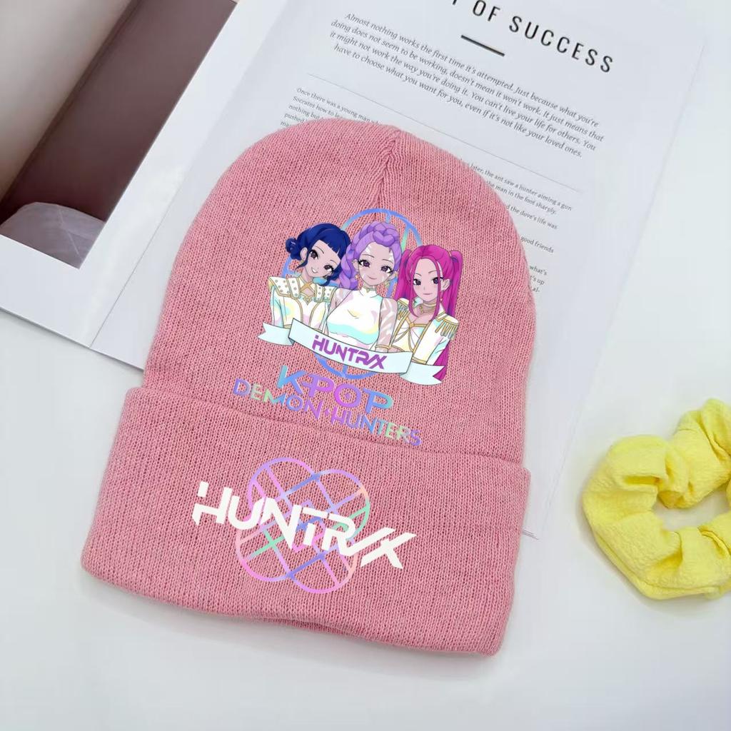 Шапка + Перчатки K-pop Охотники на ведьм Вязаная шапка с принтом Шапка из ниток и флиса Теплая шапка