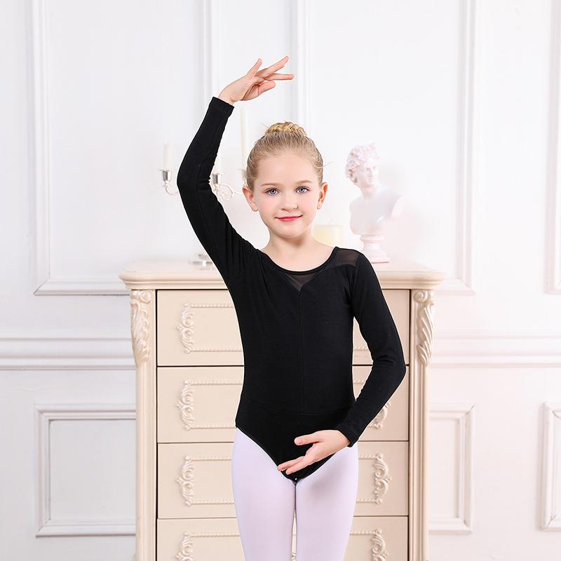 Балетные укороченные топы для девочек, танцевальные трико, пальто с высокой талией, балетная одежда, детский гимнастический трико с длинными рукавами, комбинезон