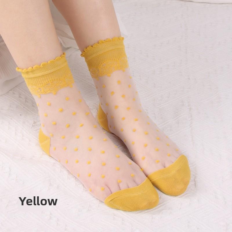 10 Pairs Socks Women Spring and Summer Women's Silk Stockings Summer Thin Lace Socks Crystal Stockings