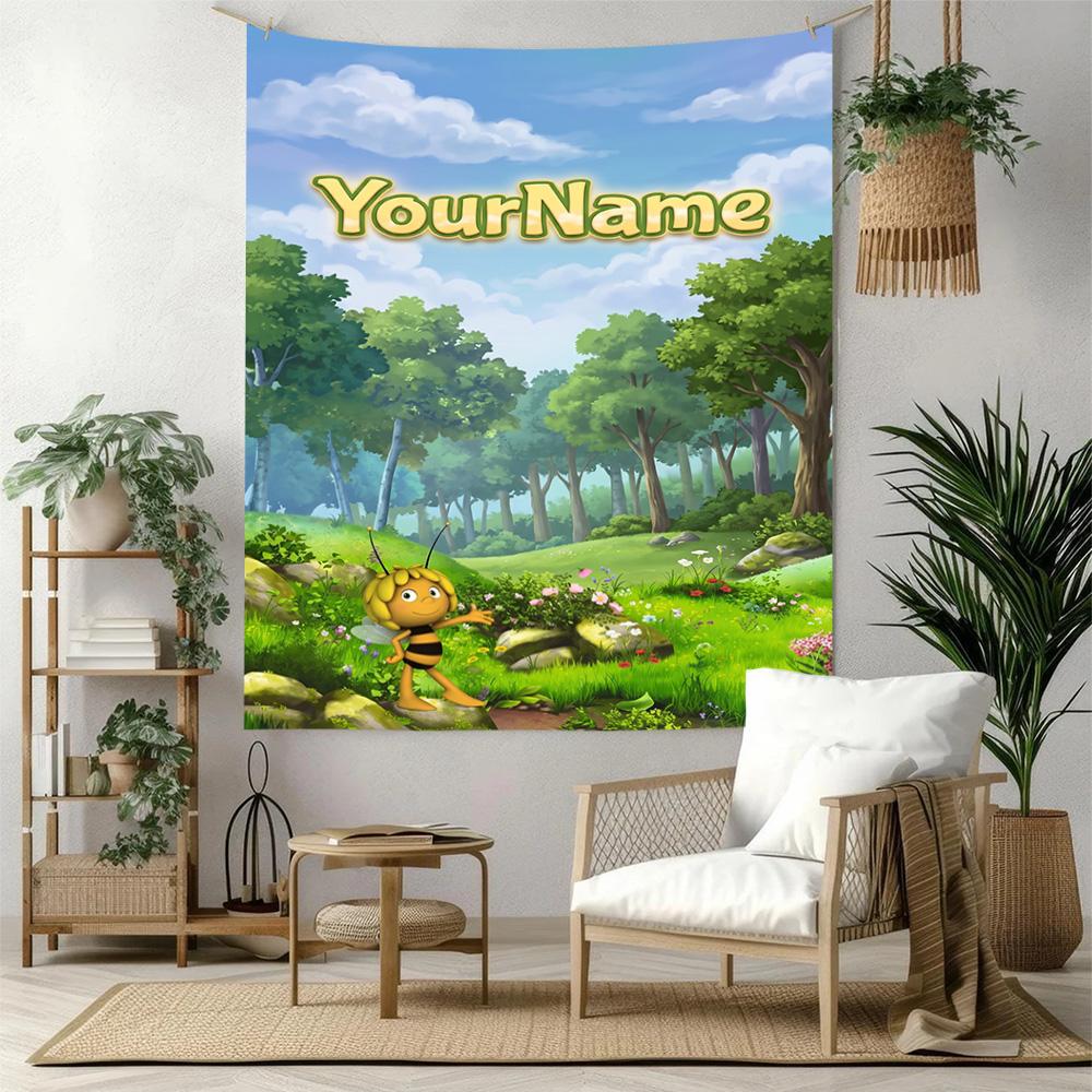 Biene Maja Custom Your Name Wall Decor Tapestry Art For Pet Memorial Birthdaywedding Party Backdrop Family Gift