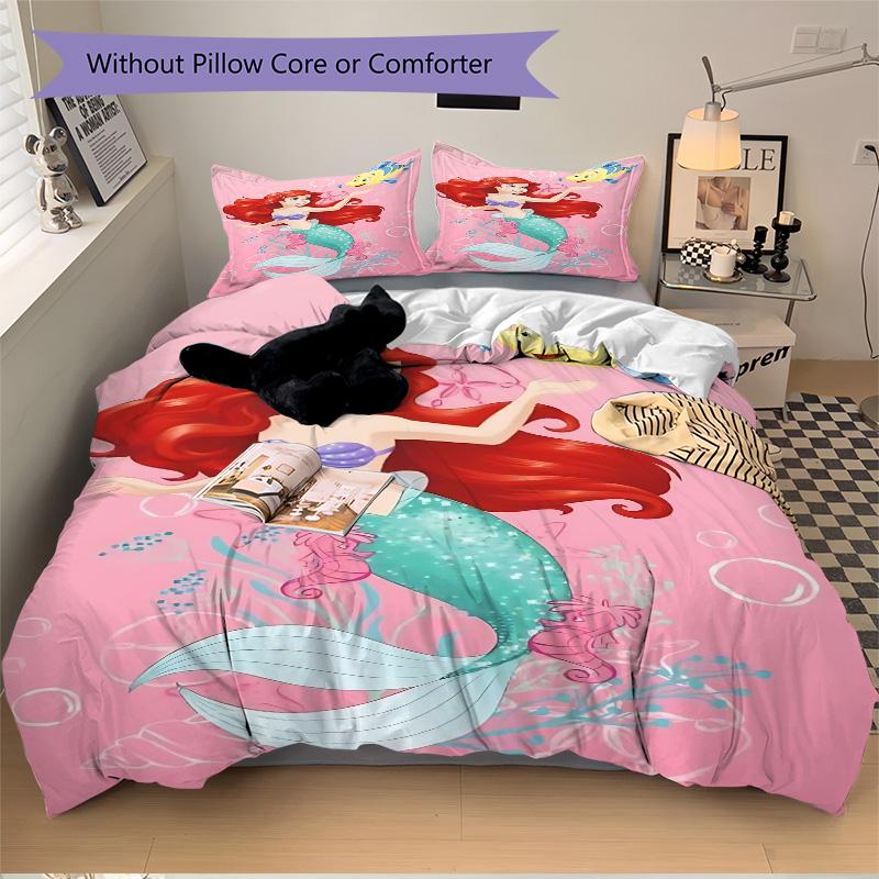 Mermaid Friends Adventure Print 3Pcs Bedding Setduvet Cover With 2 Bedropillowcase Home Birthday Gift