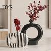 Artistic Hollow Rope Vase Minimalist Resin Flower Vase, Circle Art Modern Floral Dried Arrangement Holder for Home Living Room Bedroom Table Ornament