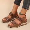 Модная уличная женская обувь 2025 Высокое качество Открытый носок Женские сандалии Повседневные сандалии Женские Туфли на танкетке с круглым носком Большого размера Женские