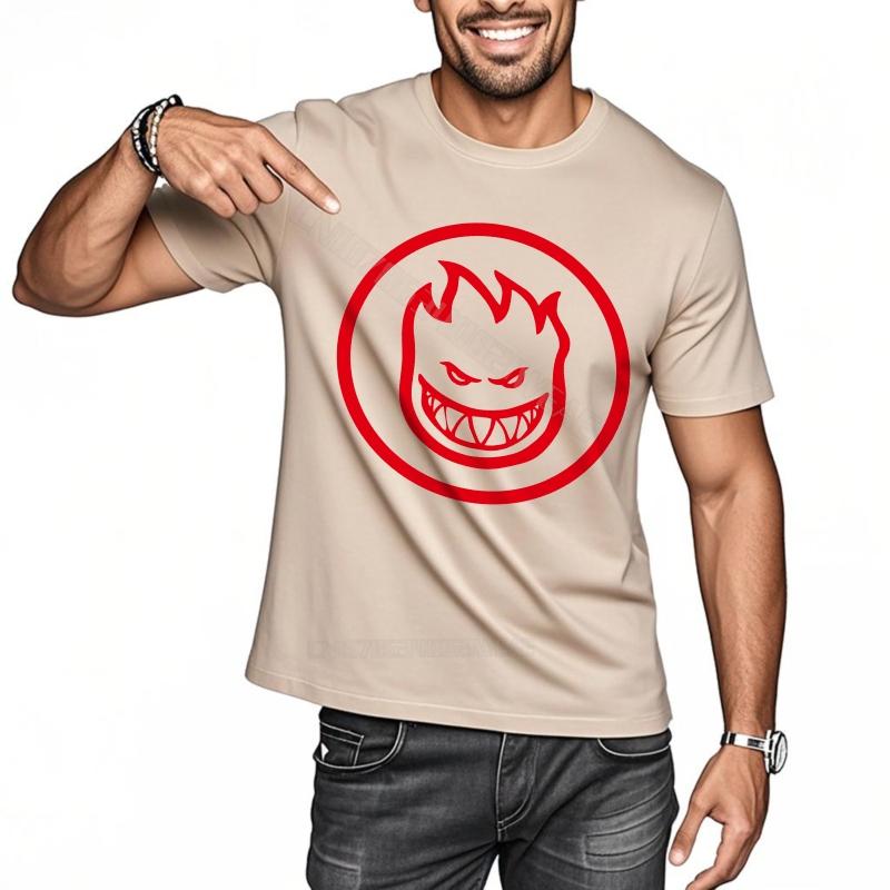 T Shirt Unisex Workout Relaxed Fit Tshirt Red Flame Circle Design Comfortable Crew Neck Tshirt Trendy Black Soft Cotton Teeshirt