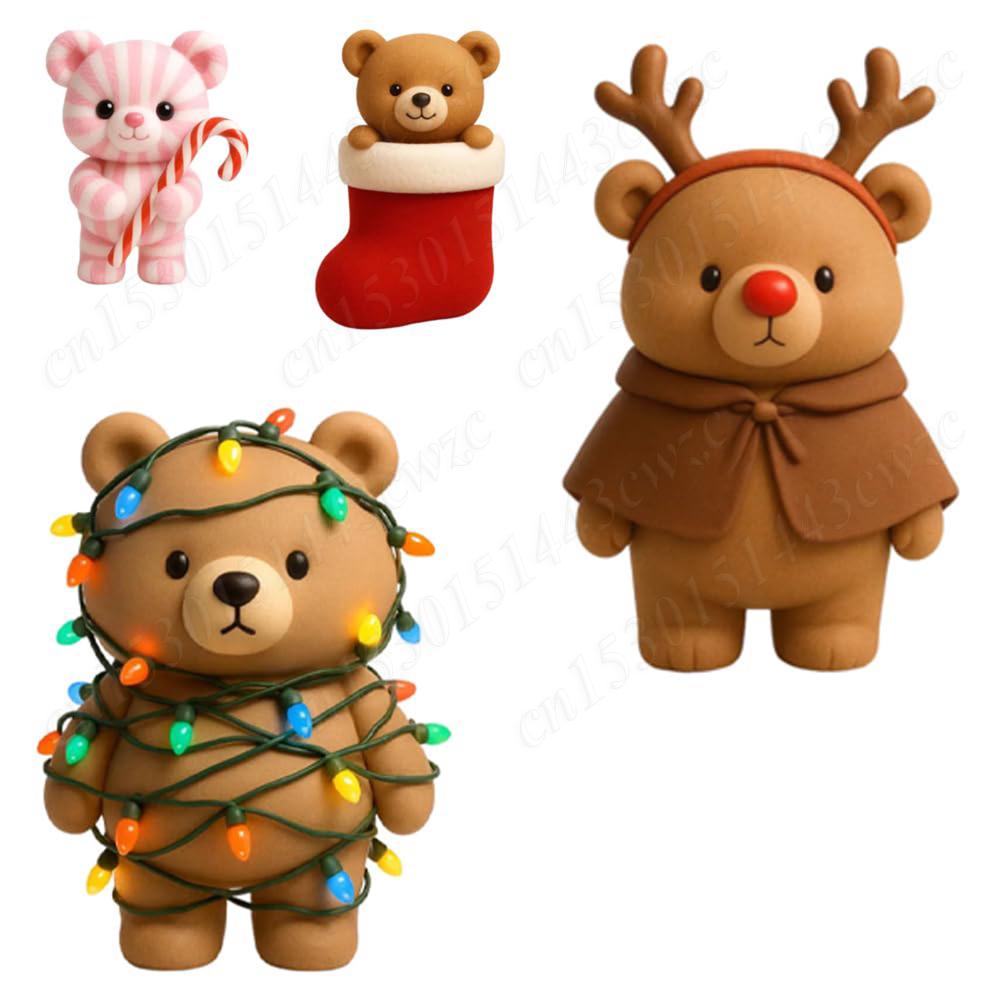 2026 Bear Advent Calendar w/ 2D Acrylic Bears Ornaments Christmas Countdown Gift Box Winter Animals Xmas Calendar Gifts For Kids
